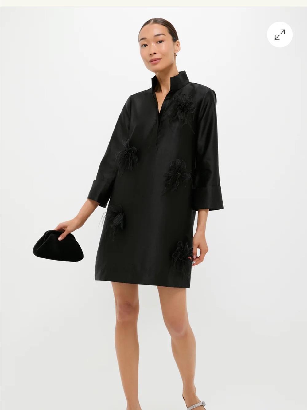 Tuckernuck Black Feather-Embellished Shift Dress